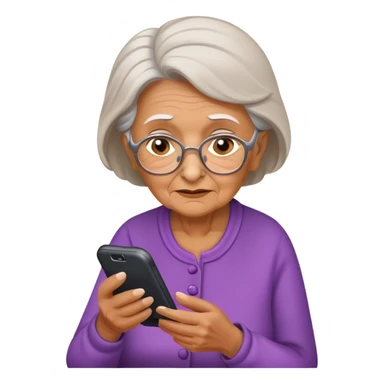 Old lady reading phone  sticker