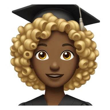 black girl with curly hair with graduation cap on  sticker