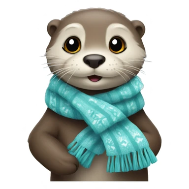 An otter under snow in a scarf sticker