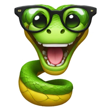The snake with glasses is laughing sticker