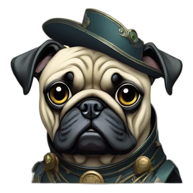 A cyberpunk pug in Art Nouveau style during 1910 sticker