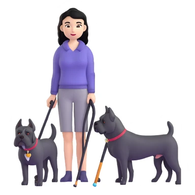 Woman with long black hair holding a black Cane Corso dog with cropped ears and short tail sticker