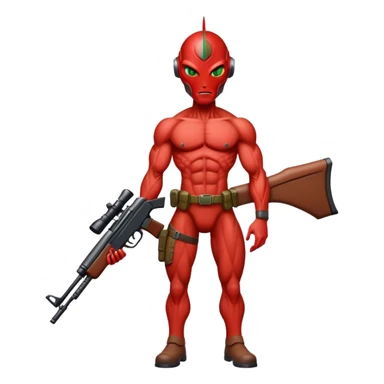 Big Buff Martian holding rifle fullbody sticker