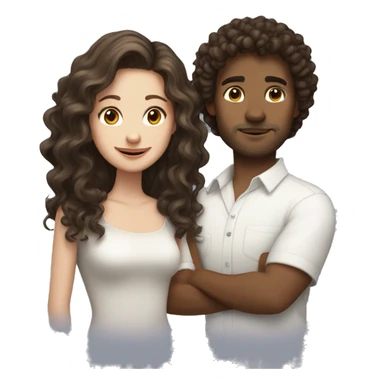 A white brunette girlfriend atraight hair and a slightly darker boyfriend with curly brown hair  sticker