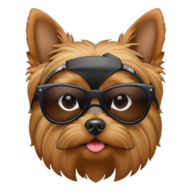 perro shorkshire con lentes de sol completamente negros sticker