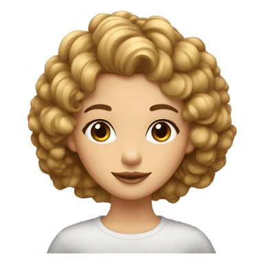 Fille cheveux bouclés en carré  brune avec des mèches blondes  sticker