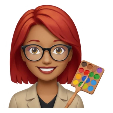 Painting Hold. Women painting smilling   Cheveux roux lunette sticker