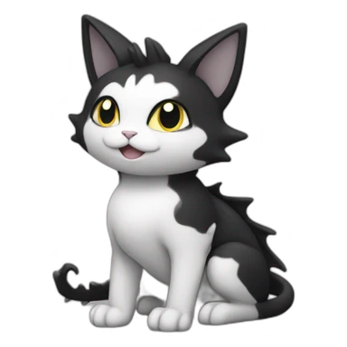 Sitting-Black-and-White-cat-dragon-type-pokemon sticker