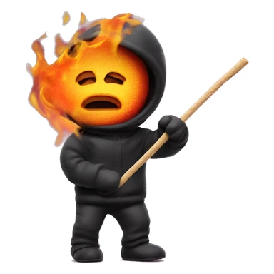 Sour patch kid with a stick on fire in its mouth sticker