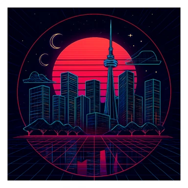 Make this image more edgy, 80's TRON, retro feel  sticker