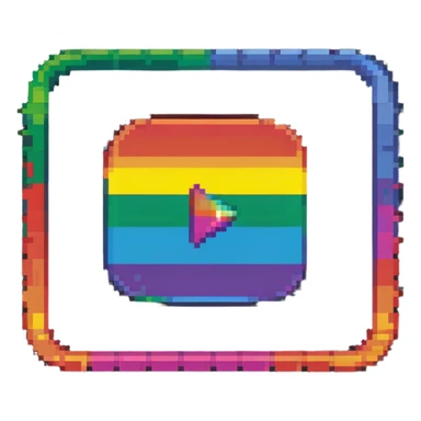 YouTube logo rainbow colored with white play button sticker