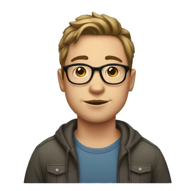 a young man with a fatter face, fair skin and glasses sticker