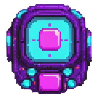 futuristic cyberpunk pixel art icon, vivid neon colors purple magenta cyan, minimal expressive design, 32x32, centered, high contrast, transparent background, no text, suitable for dark background, requested by user symbol sticker