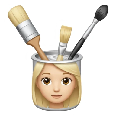 tube of blonde hair dye with a brush next to it sticker