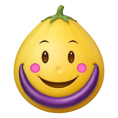Smiley face with eggplant next to it sticker