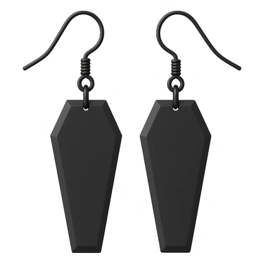 goth earrings, coffin shape, matte black, minimalist gothic sticker