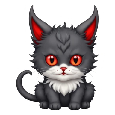dark blackish grey and white horned devil satan kitten sticker