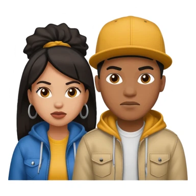 Multiracial hip hop couple love, mad, happy sticker