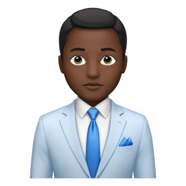 businessman, black skin, black eyes, white suit, blue tie sticker