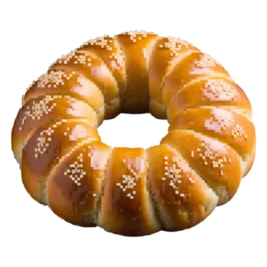 A traditional Turkish circular sesame bread, resembling a ring with a hole in the middle, covered in sesame seeds. It has a golden brown color. sticker