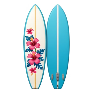 white surfboard with hibiscus flowers sticker