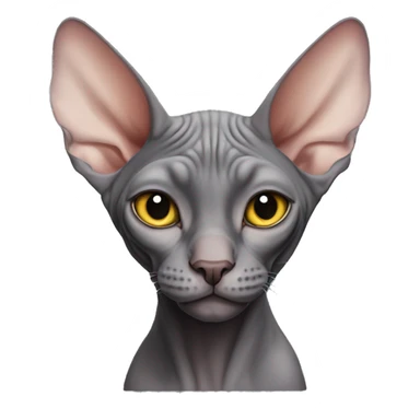 Dark grey sphynx cat with curled ears sticker