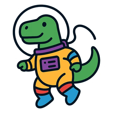 t-rex astronaut in a colorful spacesuit, floating in space sticker