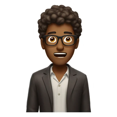 brown skin guy with glasses and dark hair exploding head surprised sticker