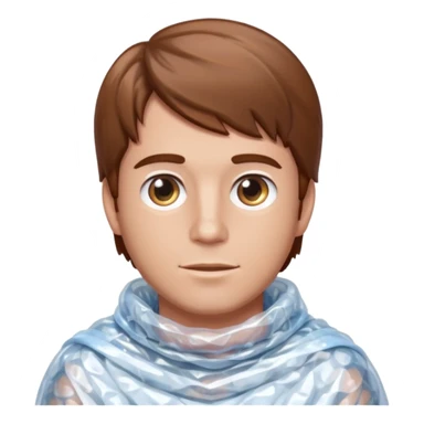 Brown haired man wrapped in a roll of bubble wrap sticker