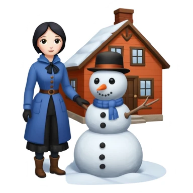 Virginia Poe and Maria Clemm 1800's full body building a snowman sticker