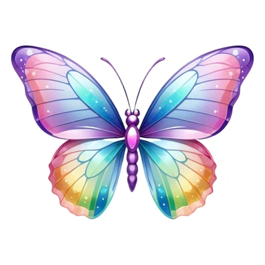 Pastel sparkly glittery iridescent transparent rainbow crystal butterfly sticker