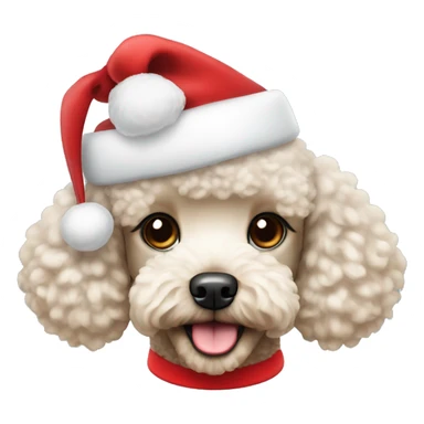 Mini Poodle with Santa hat sticker
