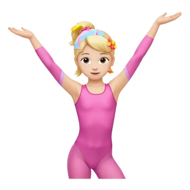 dancer-gymnast child with blonde hair in pink tights arms raised in a pose sticker
