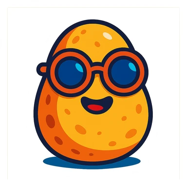 potato with round sunglasses, vibrant cartoon style sticker