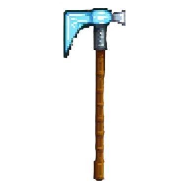 pixelated Minecraft diamond pickaxe with brown handle sticker