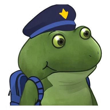 bufo wearing hat and backpack sticker