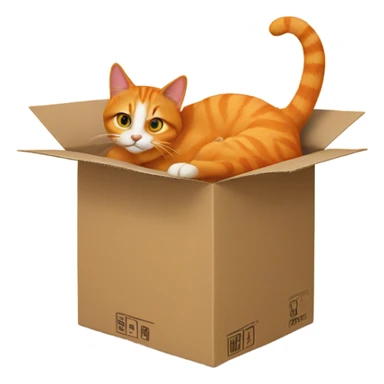 Orange cat sitting on a cardboard box  sticker
