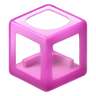 pink cube inside another glass cube isometric view sticker