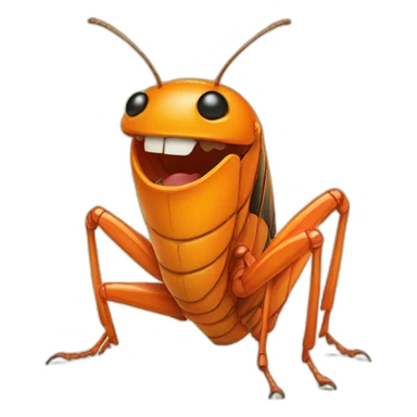 a happy orange-colored cricket sticker