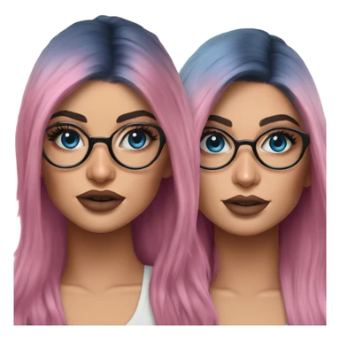 Hyper Realistic kylie jenner pink hair blue eyes and glasses  sticker
