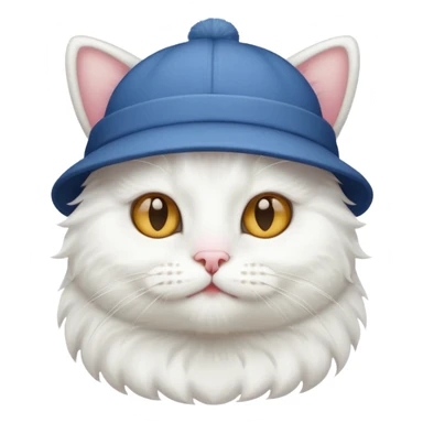 white cat with a hat sticker
