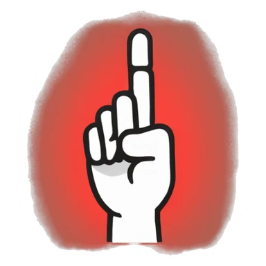 backhand index Finger pointing up in red colour sticker