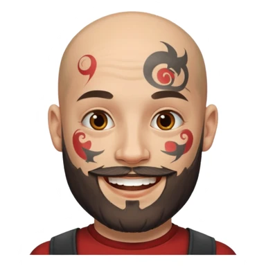 bald bearded man with face tattoo sticker