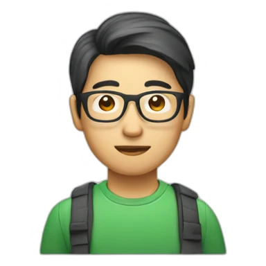 Apple style Asian developer with glasses sticker