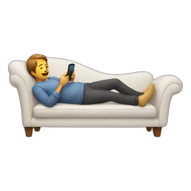 laying in a couch playing phone sticker