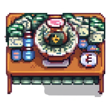 IT and money combined, pixel art style sticker