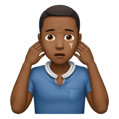 make a photo of a black man who is choking himself with his hands but his hands are on his neck sticker