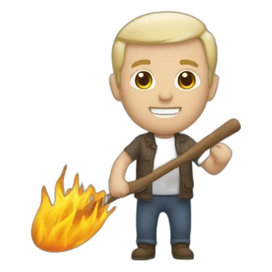 White man holding the word “Sate” sticker