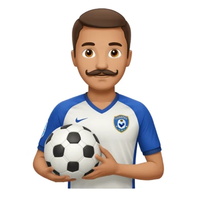 man soccer player with mustache holding soccer ball sticker