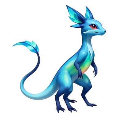 Colorful Iridescent Exotic Salandit-Aurorus-Glaceon-Fakémon-hybrid-creature (full body)  sticker